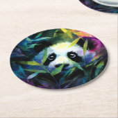 Panda Peeking Bamboo Watercolor Runder Pappuntersetzer (Angewinkelt)