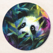 Panda Peeking Bamboo Watercolor Runder Pappuntersetzer (Vorderseite)