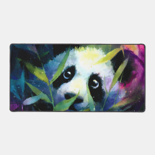 Panda Peeking Bamboo Watercolor Schreibtischunterlage