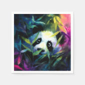 Panda Peeking Bamboo Watercolor Serviette (Vorderseite)