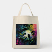 Panda Peeking Bamboo Watercolor Tragetasche (Rückseite)