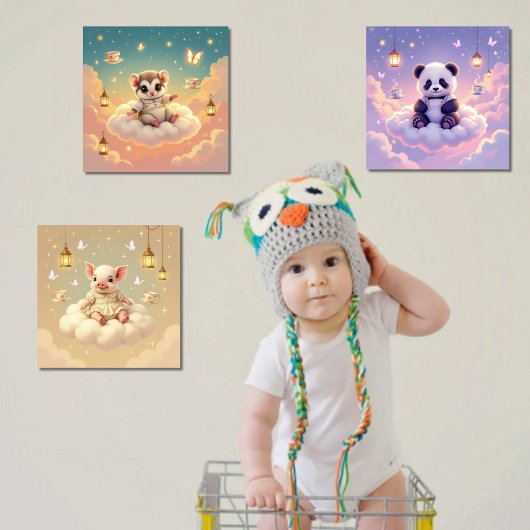 Panda, Piglet and Sugar Glider Poster Set 3