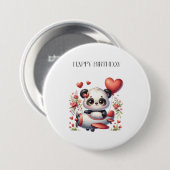 Panda-Pilot-Geburtstag Button (Vorne & Hinten)