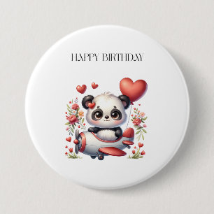 Panda-Pilot-Geburtstag Button