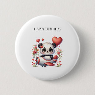 Panda-Pilot-Geburtstag Button