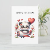 Panda-Pilot-Geburtstag Einladung (Stehend Vorderseite)