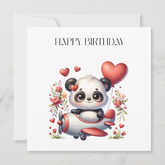 Panda-Pilot-Geburtstag Einladung (Vorderseite)