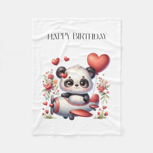 Panda-Pilot-Geburtstag Fleecedecke (Vorderseite)