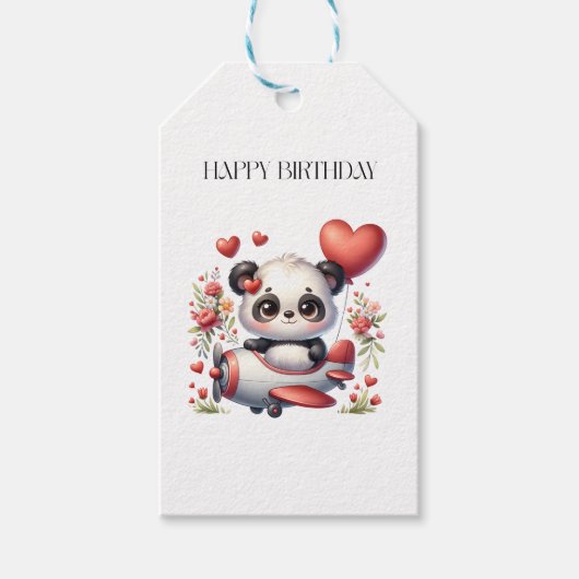 Panda-Pilot-Geburtstag Geschenkanhänger (Vorderseite)