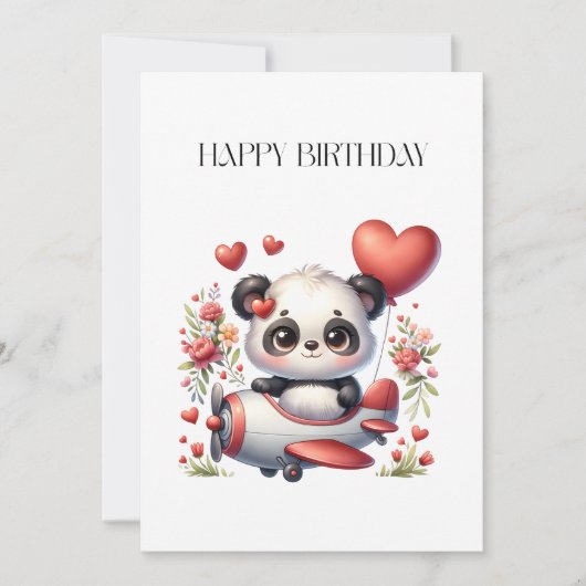 Panda-Pilot-Geburtstag Karte (Vorderseite)