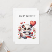 Panda-Pilot-Geburtstag Karte (Vorderseite/Rückseite Beispiel)