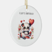 Panda-Pilot-Geburtstag Keramik Ornament (Rechts)