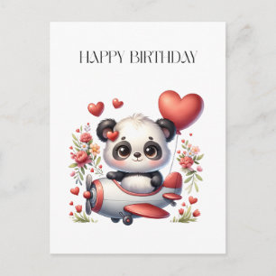Panda-Pilot-Geburtstag Postkarte