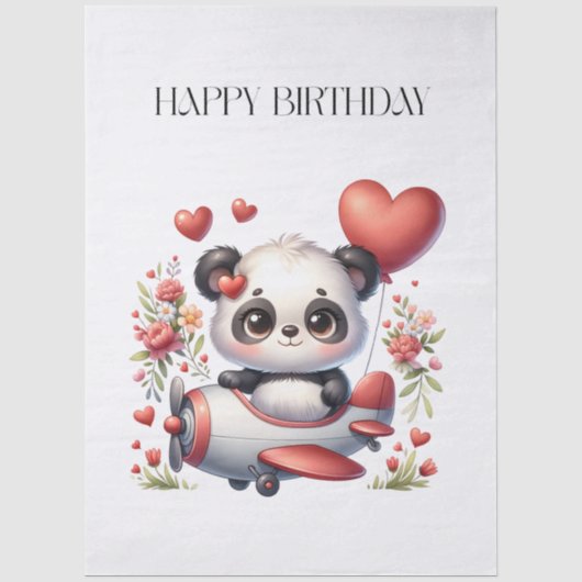 Panda-Pilot-Geburtstag Seidenpapier (Vorderseite)