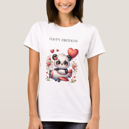 Panda-Pilot-Geburtstag T-Shirt (Vorderseite)
