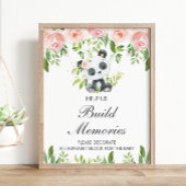 Panda Pink Blumendekoration Baby Block Duschspiel Poster