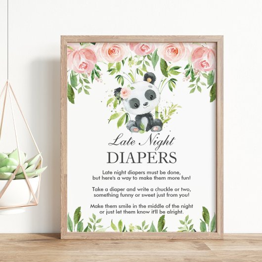 Panda Pink Floral Spätnachtswaschmaschine Babydusc Poster