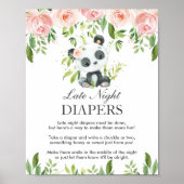 Panda Pink Floral Spätnachtswaschmaschine Babydusc Poster (Vorne)