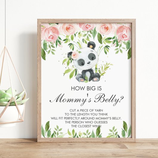 Panda Pink Floral Wie groß ist Mama's Belly Game Poster