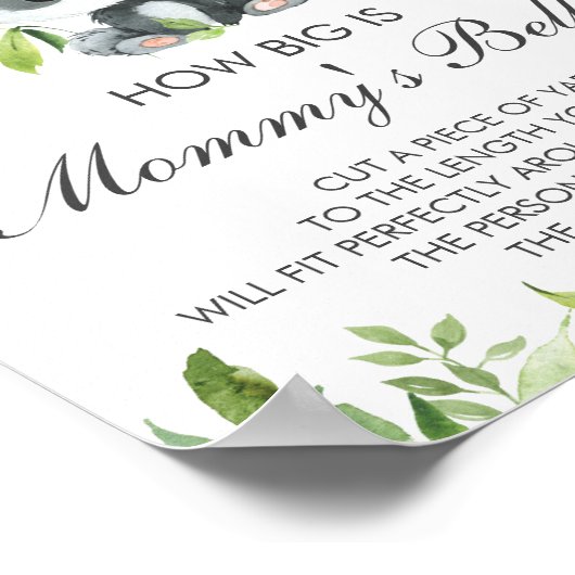 Panda Pink Floral Wie groß ist Mama's Belly Game Poster (Ecke)