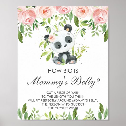 Panda Pink Floral Wie groß ist Mama's Belly Game Poster (Vorne)