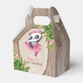 Panda Pink Tutu Wood Girl Babydusche Geschenkschachtel
