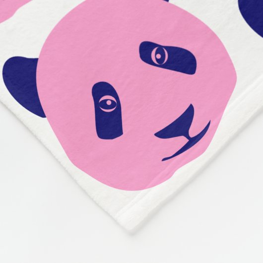 Panda Pink und Dark Blue Muster Fleecedecke (Ecke)