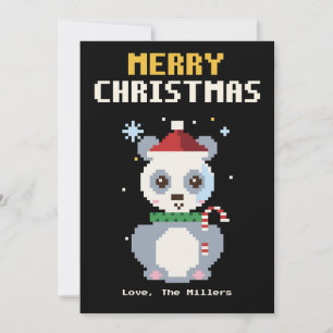 Panda-Pixel-Art-Weihnachtskarte Feiertagskarte