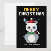 Panda-Pixel-Art-Weihnachtskarte Feiertagskarte (Vorne/Hinten)