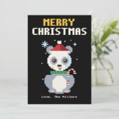 Panda-Pixel-Art-Weihnachtskarte Feiertagskarte (Stehend Vorderseite)
