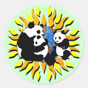 Panda Planet Runder Aufkleber