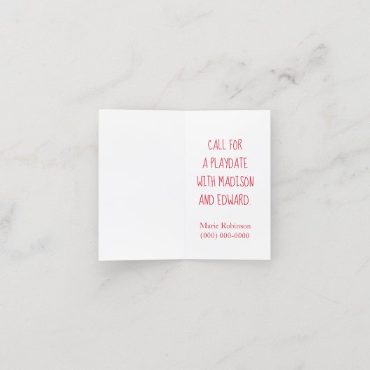 Panda Play Date Mama ruft Appointing Card Terminkarte (Innenseite Aufgefaltet)