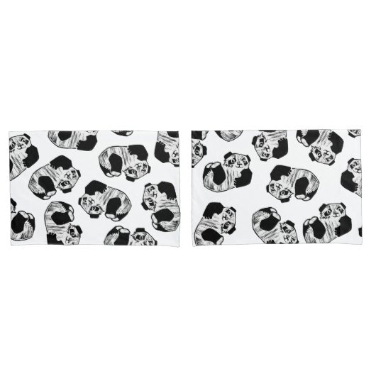Panda Play Pair Pillowcases, Standardgröße Kissenbezug (Vorderseite-Set)