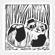 Panda Play Square Sticker, glänzend