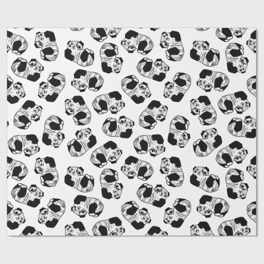 Panda Play Wrapping Paper, 30" x 6' Geschenkpapier (Flach)