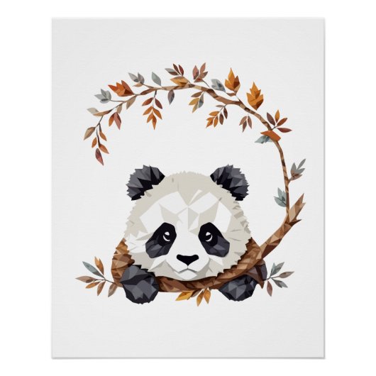 Panda Playful Adorable Fun Tier farbenfroh fröhlic Poster (Vorderseite)