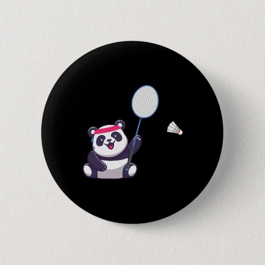 Panda Playing Badminton Funny Sports Player Coach Button (Vorderseite)