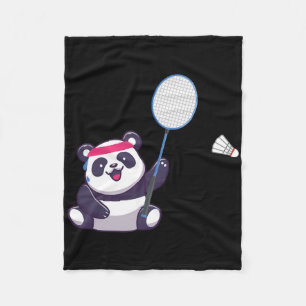 Panda Playing Badminton Funny Sports Player Coach Fleecedecke