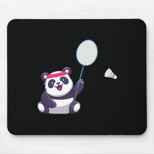 Panda Playing Badminton Funny Sports Player Coach Mousepad (Vorne)