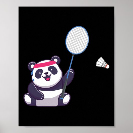 Panda Playing Badminton Funny Sports Player Coach Poster (Vorne)
