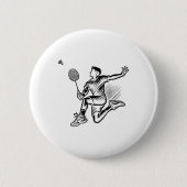 Panda Playing Badminton Player Shuttle Button (Vorderseite)