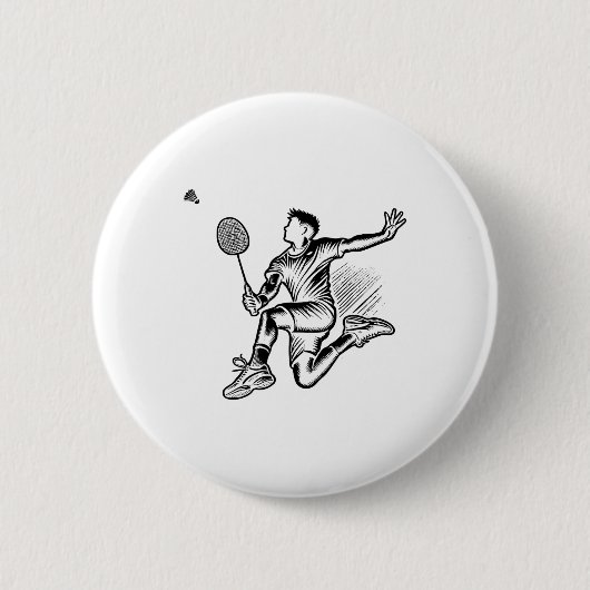 Panda Playing Badminton Player Shuttle Button (Vorderseite)