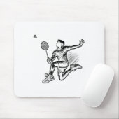 Panda Playing Badminton Player Shuttle Mousepad (Mit Mouse)