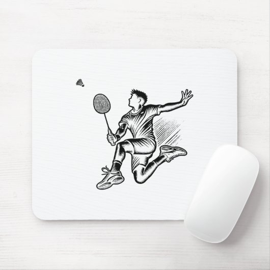 Panda Playing Badminton Player Shuttle Mousepad (Mit Mouse)