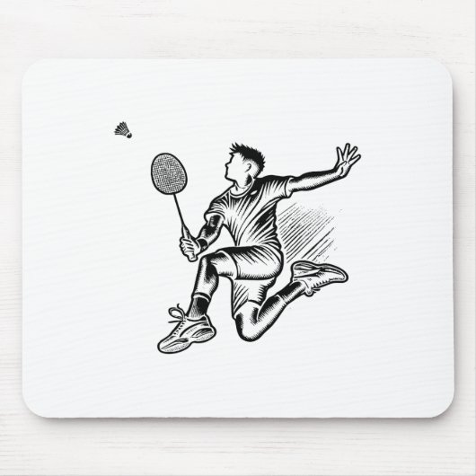 Panda Playing Badminton Player Shuttle Mousepad (Vorne)