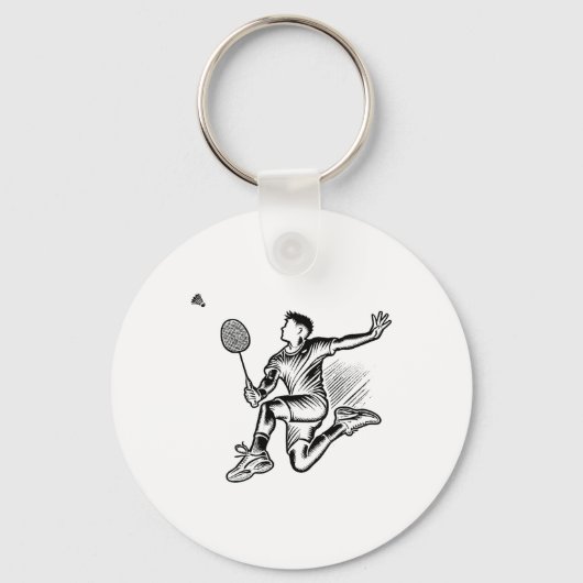 Panda Playing Badminton Player Shuttle Schlüsselanhänger (Vorderseite)