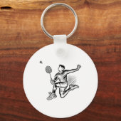 Panda Playing Badminton Player Shuttle Schlüsselanhänger (Vorderseite)