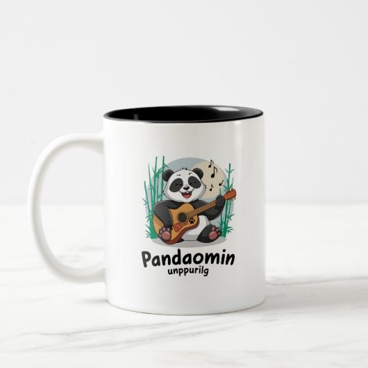 Panda Playing Guitar - Spaß Musical Panda Zweifarbige Tasse (Links)