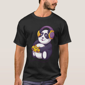 Panda Playing Videospiele mit Kopfhörern T-Shirt