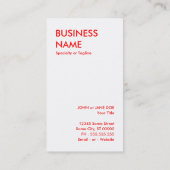 Panda-Plüsch Visitenkarte (Rückseite)